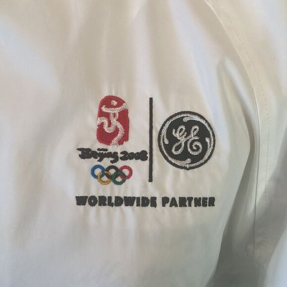 Adidas GE Beijing 2008 Olympics white windbreaker, size medium - Picture 2 of 12